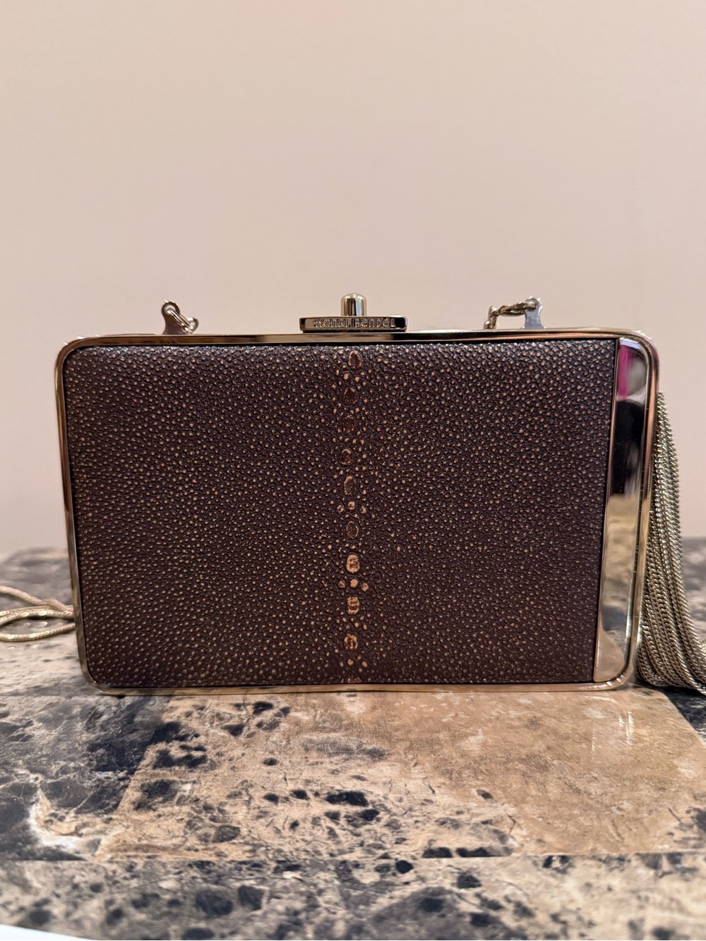 Henri Bendel Stingray-Embossed Box Clutch/ Crossbody RARE - Picture 6 of 16